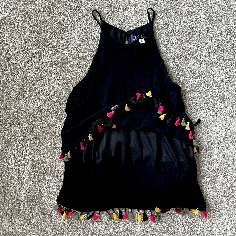 Women’s boho layered halter tank top with tassels size small - Picture 2 of 6